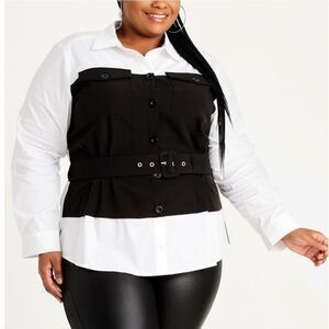 Ashley Stewart belted cargo corset blouse, 14